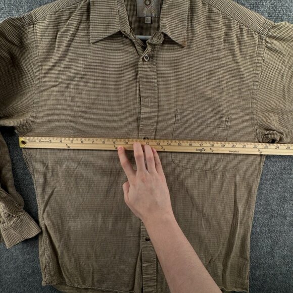 Viyella Cotton Wool Blend Button Up Shirt Men Long Sleeve Houndstooth Size 16 - Picture 5 of 16